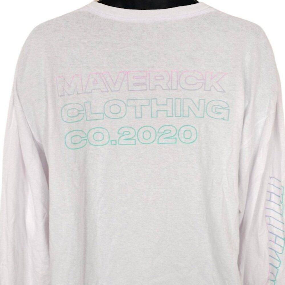 Maverick T Shirt Mens Size XL White Logan Paul Streetwear Spellout Long Sleeve